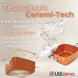 Sartén Antiadherente De Cobre Multiuso 3 en 1 Aceite Profundo Cesta Para Freír Vaporera