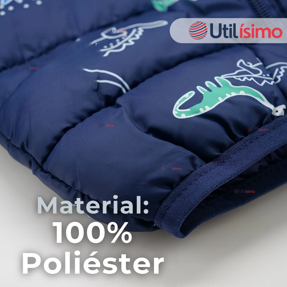 Parka Térmica Con Capucha Y Orejitas Estampado Dinosaurio Niño