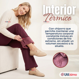 Calza Polar Con Chiporro Palazzo Mujer Elasticada Térmica Burdeo