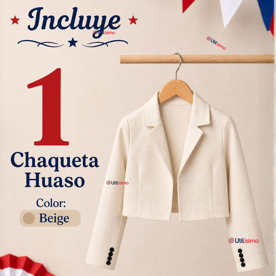 Chaqueta Huaso Niño  Beige Tradicional Fiestas Patrias Chile