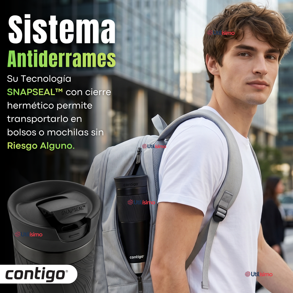 Vaso Termico Contigo Byron 2.0 Snapseal 710 Ml Negro Licorice Acero inoxidable