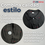 Polera Pique Premium 200g Manga Corta 100% Algodón Textura Suave Chemise Negro Hombre