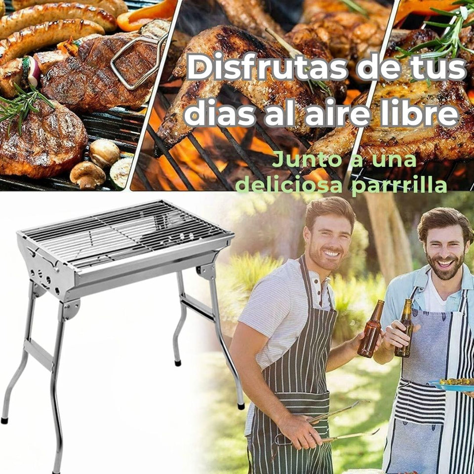 Mini Parrillera Portátil Acero Inoxidable Plegable A Carbón