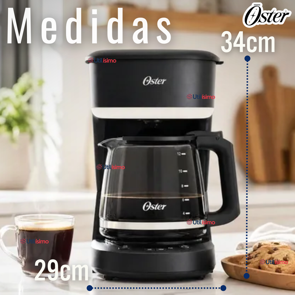 Cafetera de goteo Oster® de 12 tazas programable con filtro reutilizable Negro BVSTDCP121B