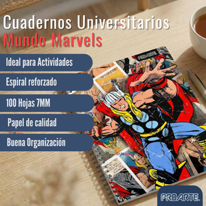 Pack 5 Cuadernos Universitarios Marvel Comics 100 Hojas Proarte Diseño Surtido