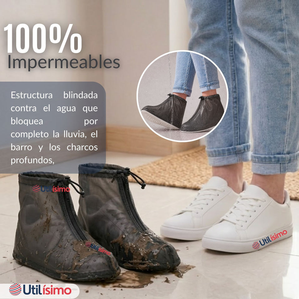 Fundas Cubre Calzado Impermeables Aislante Lluvia Negro Hombre 1 Par