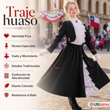 Traje Huasa Elegante Negro Juvenil Conjunto 4 Piezas Tipico Fiestas Patrias