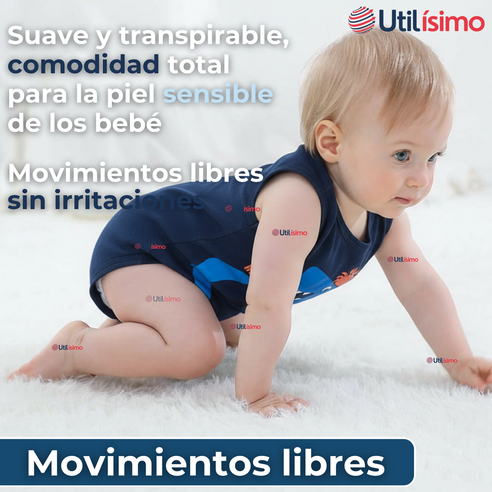Pack 5 Bodys Niño Sin Manga Tedmimak 100% Algodón Baby shark