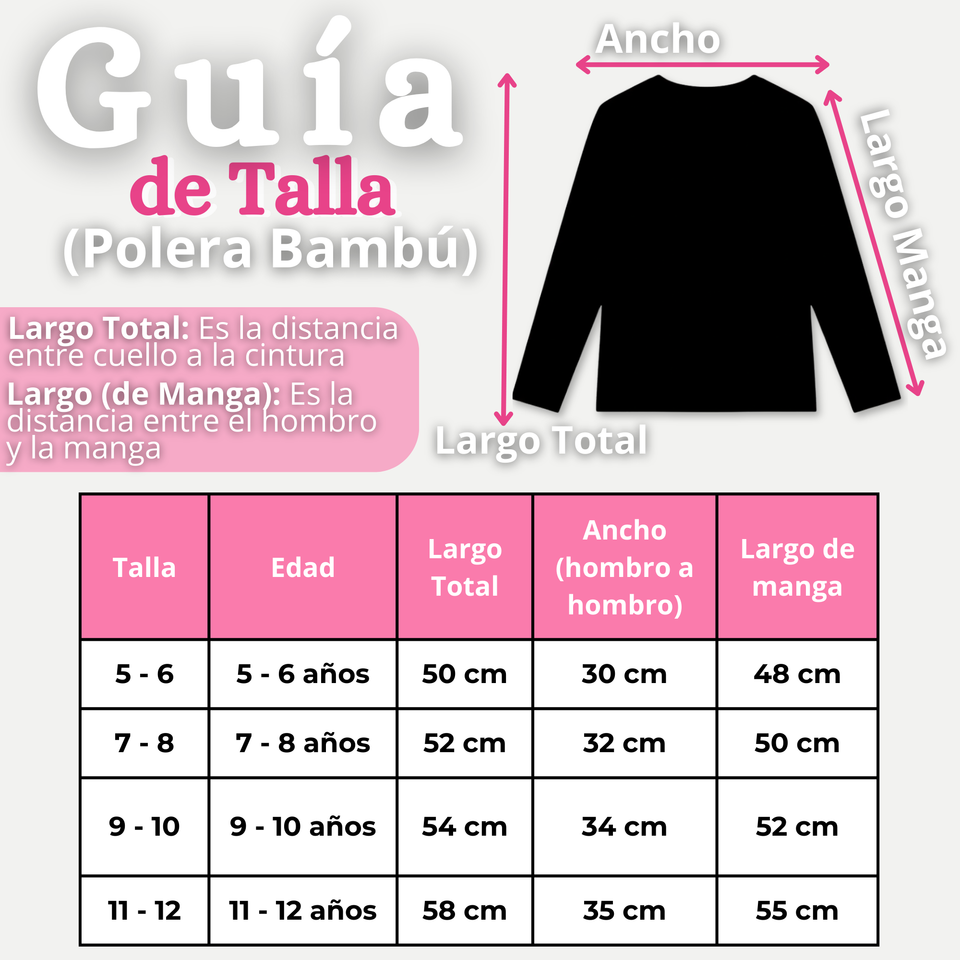 Pack 3 Camisetas Poleras Bambú Cuello Redondo Rosado Claro Primera Capa Manga Larga Niña