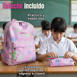 Mochila Escolar Kit Con Estuche y Lonchera 43cm Tela Oxford Niña