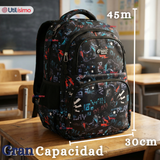 Mochila Escolar + Estuche + Lonchera 45cm Tela Oxford Estampado Gamer Niño