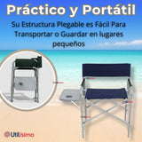 Silla Plegable De Playa Camping con Mesa Lateral Diseño Unicolor