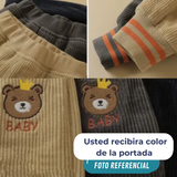 Buzo cotelé forrado en Polar Niño Pantalón Gris