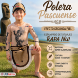 Pack 3 Poleras Efecto Piel Con Tatuajes Niño Rapa Nui Fiestas Patrias