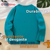 Polera Manga Larga Niño 100% Algodón Dinosaurio Verde Camiseta