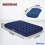 Colchón Inflable 2 Plazas Camping Más Inflador Y Dos Almohadas Bestway