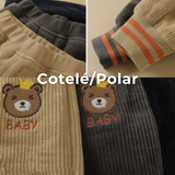 Buzo Cotelé Bebé Niño Forrado en Polar Negro Pantalón