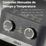 Oster® Freidora de Aire Manual, Recubrimiento Oster® DiamondForce, 4L de Capacidad, con Controles de Tiempo y Temperatura, CKSTAF401MDF + 300 Forros Desechables para Air Fryer