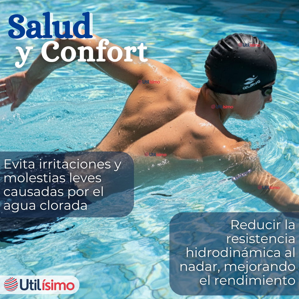 Gorro Gorra Natación Baño Silicona Color Negro 3 Años En Adelante