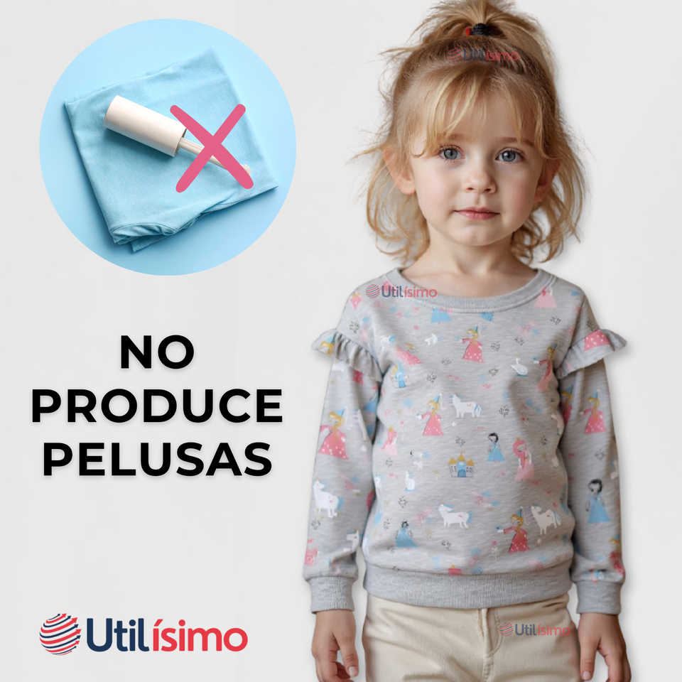 Polerón Algodón Cuello Redondo Niña Gris Princesas