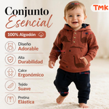 Conjunto 2 Piezas Polerón con Capucha y Pantalón 100% Algodón Bebé Niño Brown Dinosaur