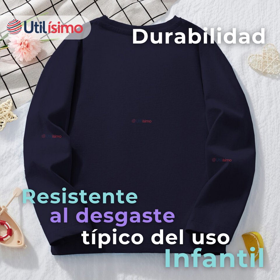 Polera Manga Larga Niña 100% Algodón Unicornios  Negro Camiseta