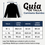 Camiseta Polera Bambú Primera Capa Cuello Beatle Manga Larga Negro Hombre