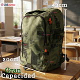 Mochila Escolar + Estuche + Lonchera 49cm Tela Oxford Verde Militar Niño