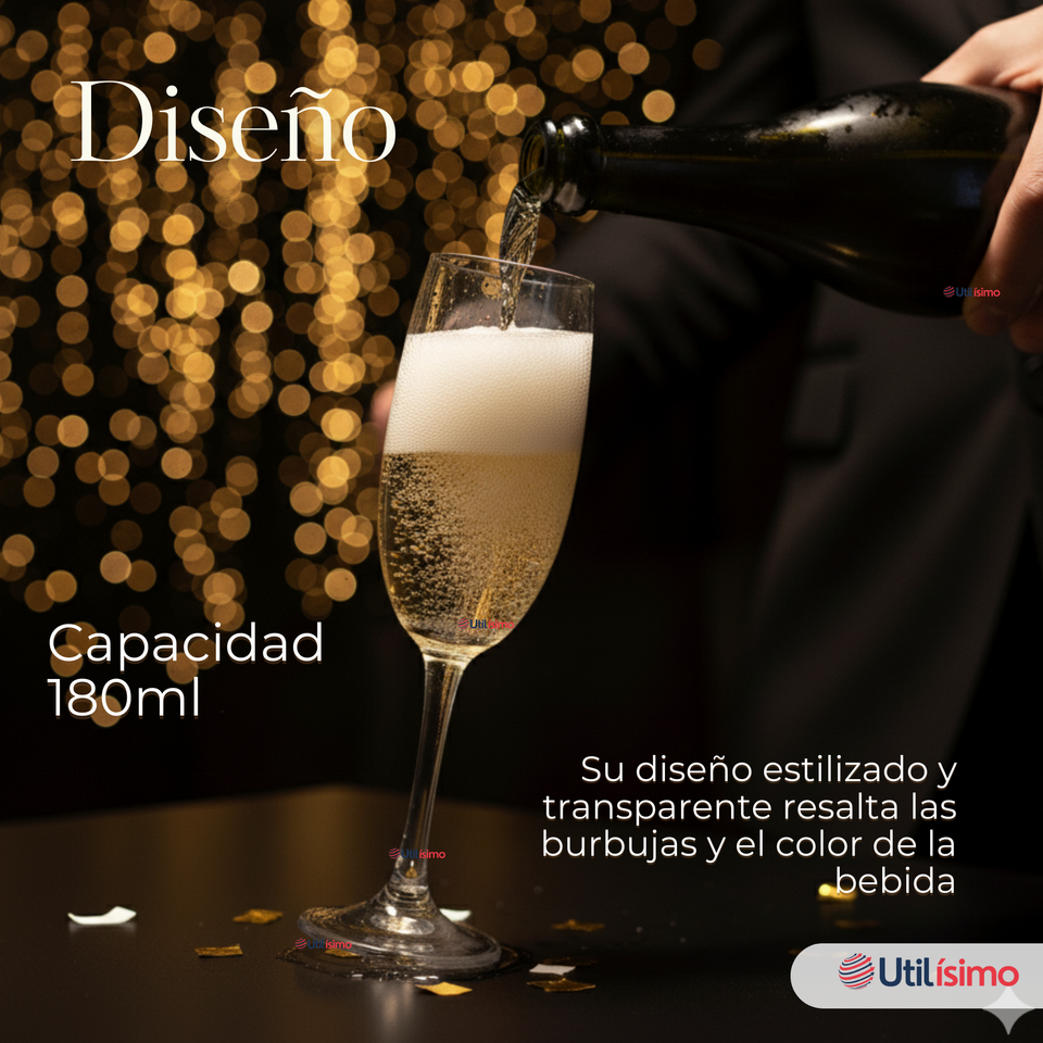 Set de 12 Copas de Champaña Espumante 180 ml