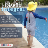 Traje de Baño Enterito Con Cremallera Manga Larga Niño 2 a 6 años Gray Shark
