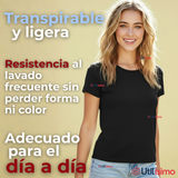 Polera Camiseta 100% Algodón Premium Manga Corta Básico Negro Mujer