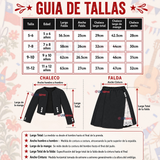 Traje Huasa Elegante NIña Conjunto 7 Piezas Tipico Fiestas Patrias