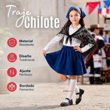 Traje Chilote Juvenil Azul Fiestas Patrias 3 Piezas Tradicional Chilota