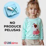 Polerón Algodón Cuello Redondo Niña Turquesa Hámster