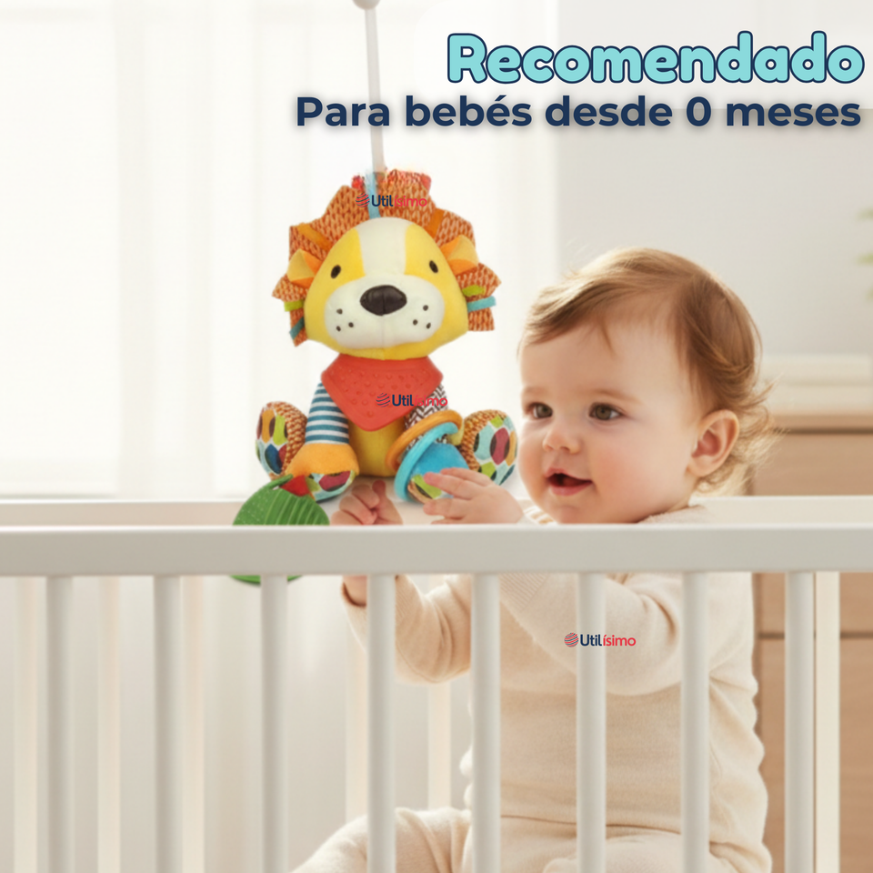 Juguete Peluche Animales Sensorial Con Mordedor Y Sonajero Diseño León Niña y Niño