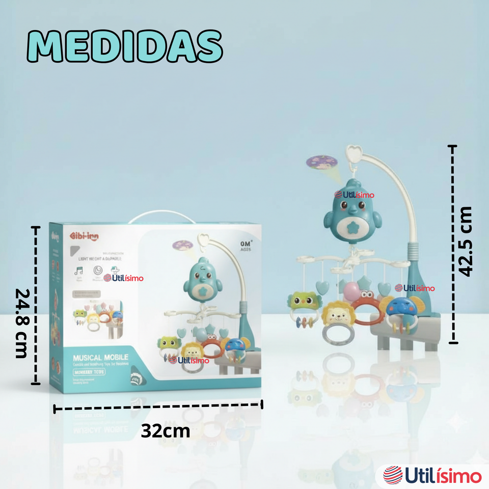 Móvil Giratorio Musical Proyector Bebé Niño Azul