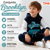 Conjunto 2 Piezas Polerón y Buzo 100% Algodón Tedmimak Niño Brooklyn Blue