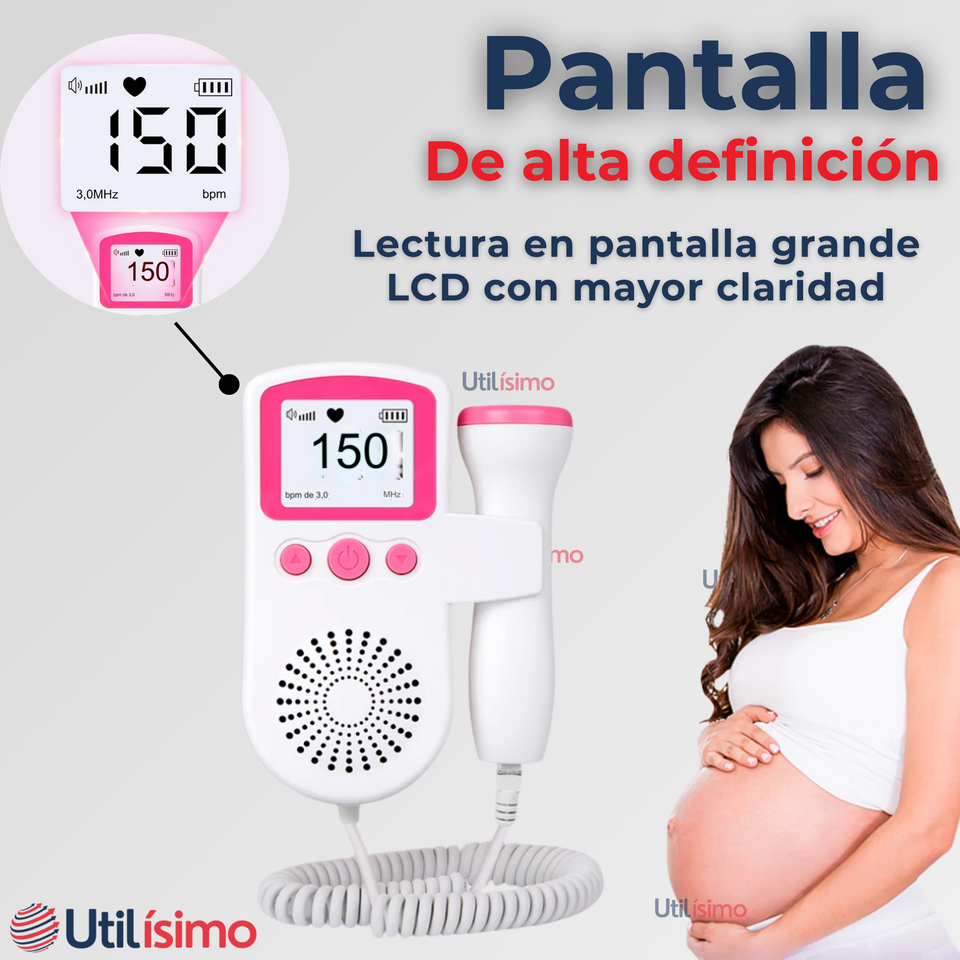 Monitor Fetal Doppler Latidos Fetales Corazón Bebé Blanco Rosa