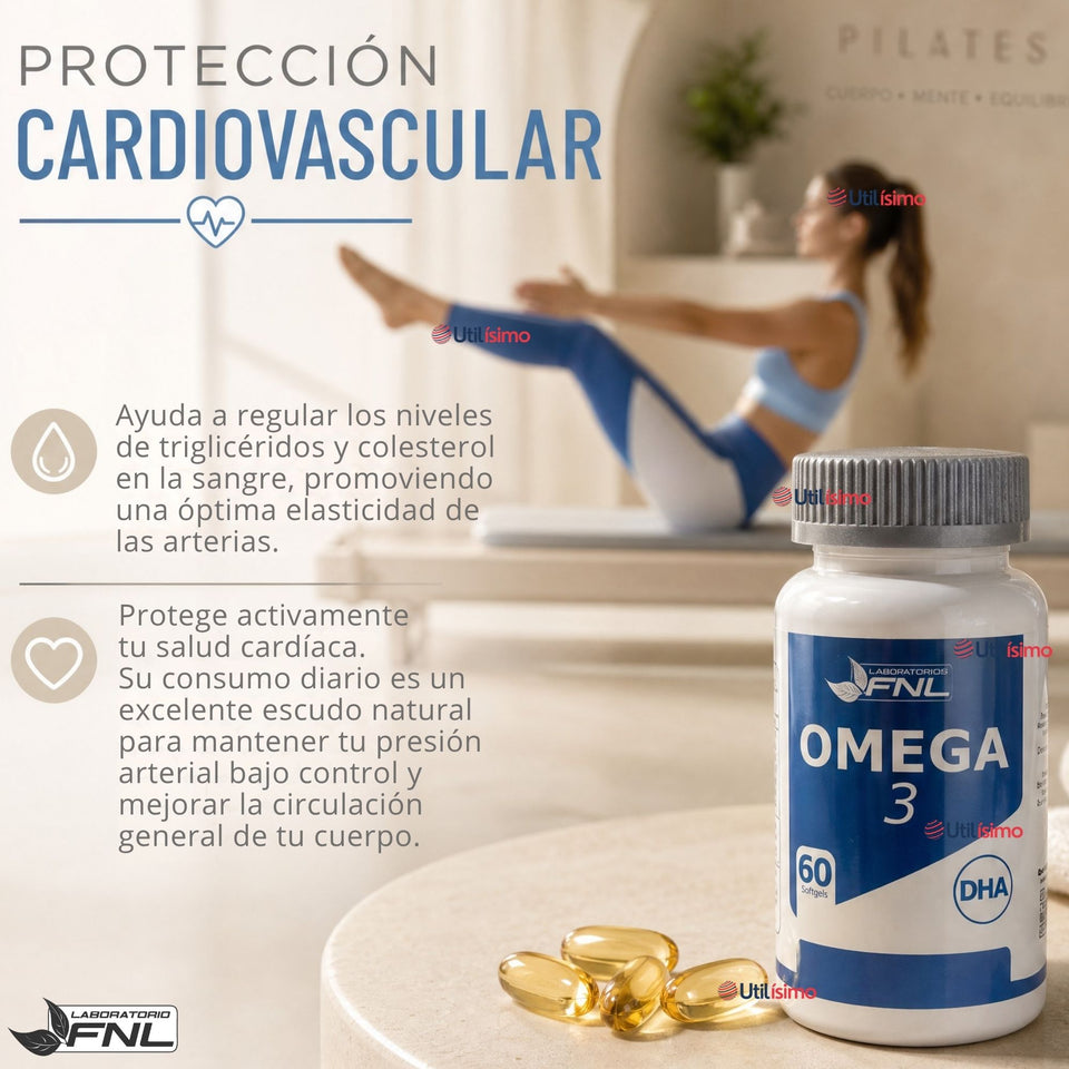 Omega 3 FNL 60 Capsulas Aceite De Pescado + Dha + Epa Sin Sabor