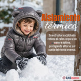 Parka Bebé Niño Negra Térmica Acolchada Con Orejitas Black Winter