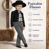 Pantalón Huaso Gris Diseño Líneas Niño Vestuario Típico Fiestas Patrias