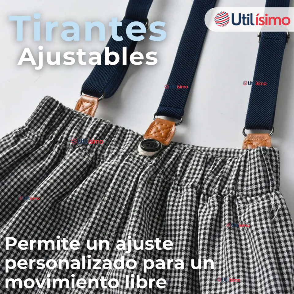 Conjunto De Vestir Con Tirantes Camisa Pantalón Corto Algodón Bebe