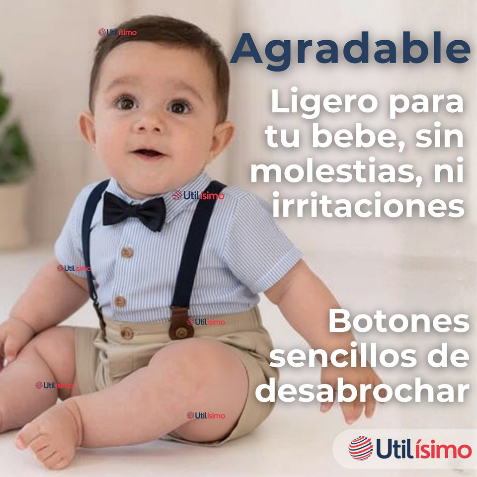 Conjunto De Vestir Con Tirantes Camisa Pantalón Corto Algodón Niño