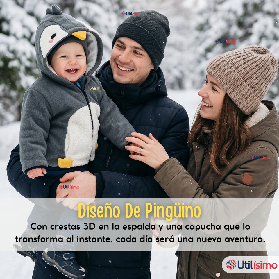 Polerón Polar Con Capucha Invierno Bebé Niño Happy Penguin