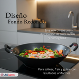 Wok Acero Inoxidable Antiadherente 42 cm Color Negro
