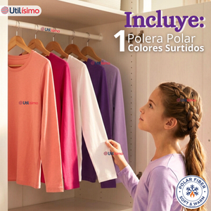 Polera Camiseta Polar Primera Capa Cuello Redondo Manga Larga Colores Surtido Niña