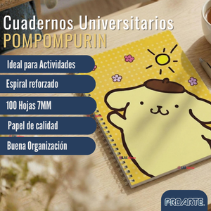 Pack 5 Cuadernos Universitarios Pompompurin 100 Hojas Proarte Diseño Surtido