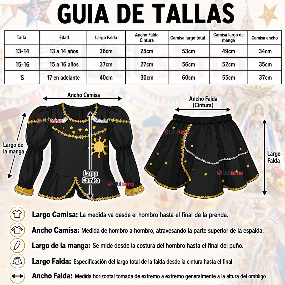 Traje Caporal Típico Tradicional Negro 2 Piezas Juvenil Fiestas Patrias