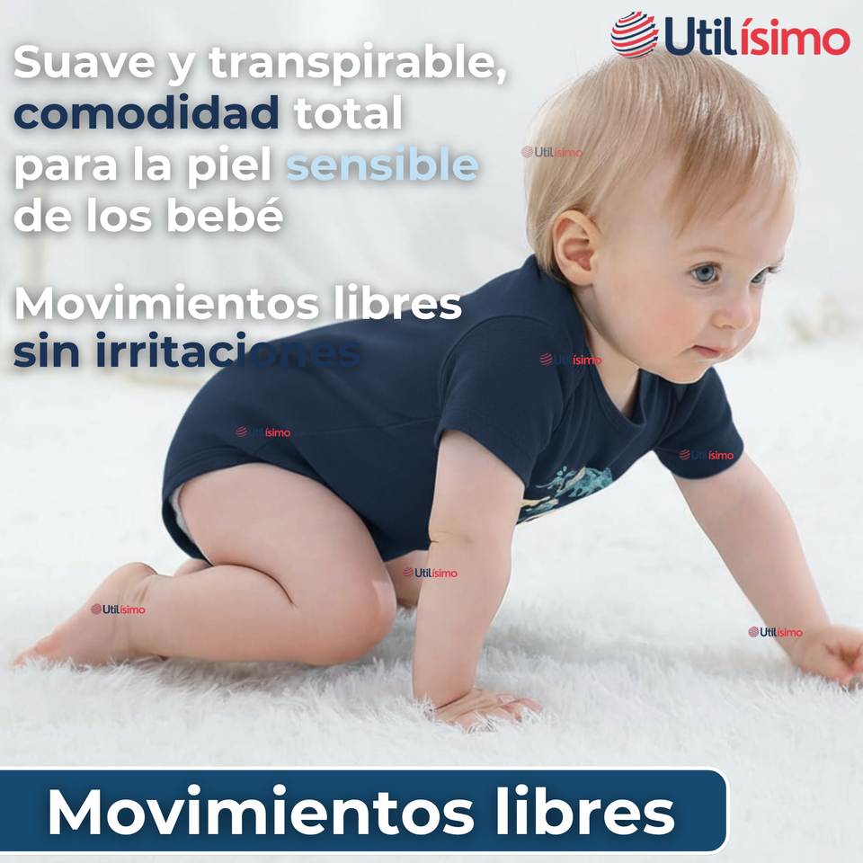 Pack 4 Bodys Niño Manga Corta Tedmimak 100% Algodón Dino Aventura
