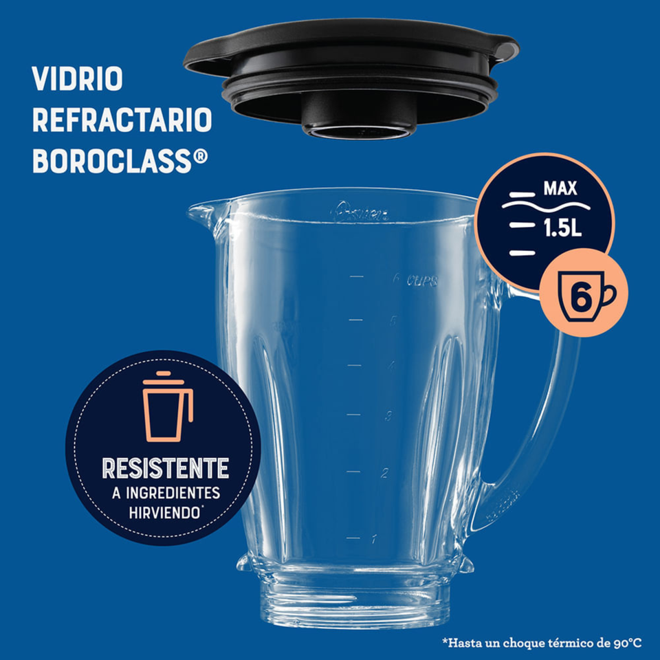 Licuadora Oster® 2 velocidades más pulso y vaso de vidrio BLSTKAGBPB